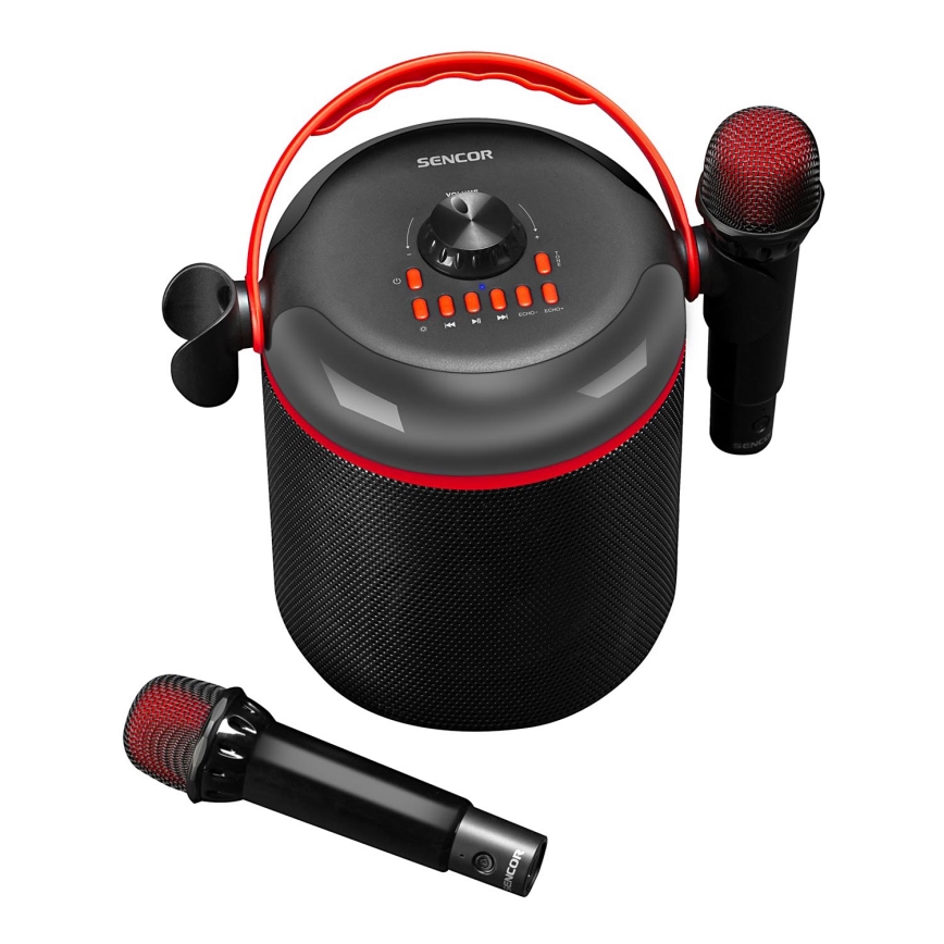 Sencor - LED Altavoz con micrófonos inalámbricos 4000 mAh + 2x 1200 mAh
