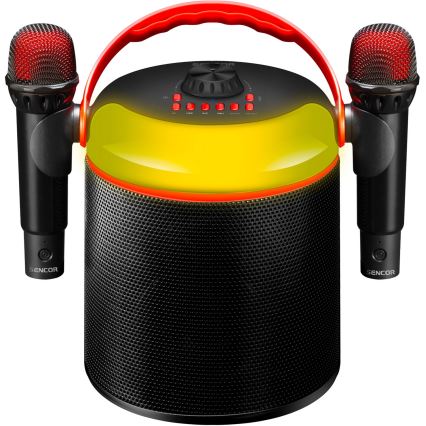 Sencor - LED Altavoz con micrófonos inalámbricos 4000 mAh + 2x 1200 mAh