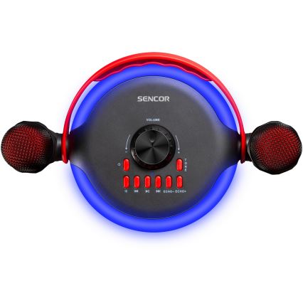 Sencor - LED Altavoz con micrófonos inalámbricos 4000 mAh + 2x 1200 mAh