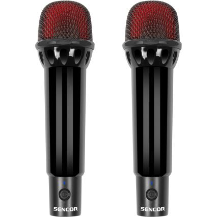 Sencor - LED Altavoz con micrófonos inalámbricos 4000 mAh + 2x 1200 mAh