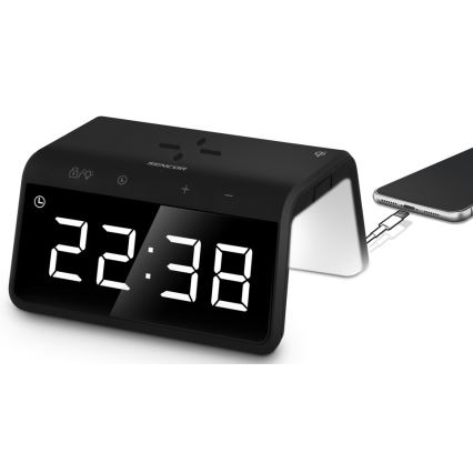 Sencor - LED RGB Reloj despertador con carga inalámbrica 10W/1xCR2032