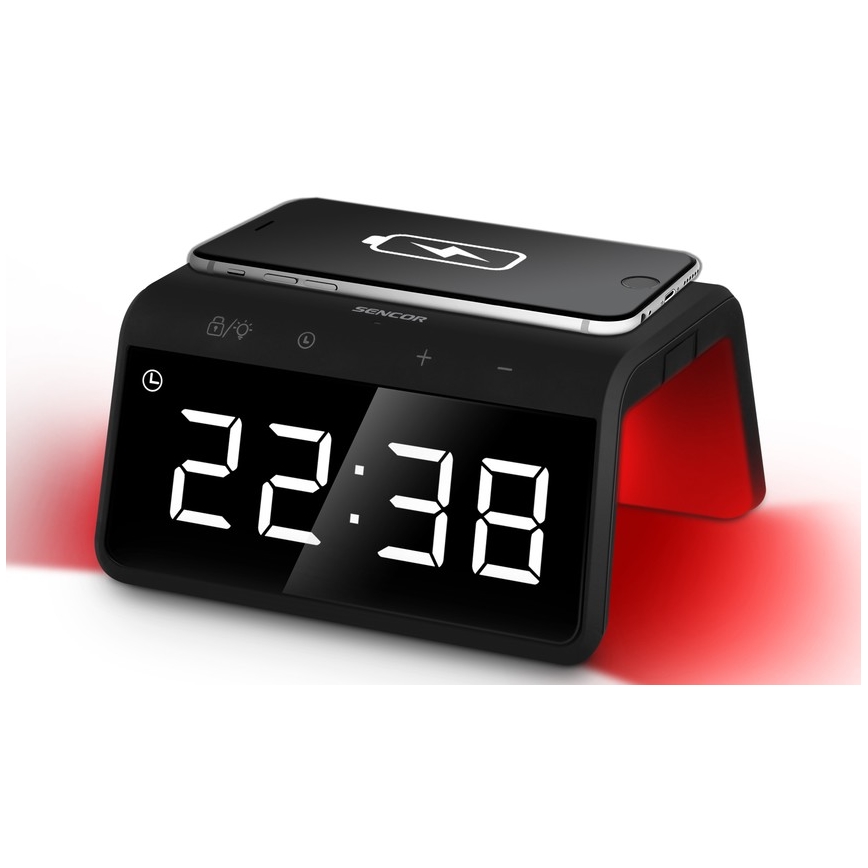 Sencor - LED RGB Reloj despertador con carga inalámbrica 10W/1xCR2032
