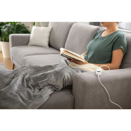 Sencor - Manta eléctrica térmica 160 W/230 V, 180 x 130 cm, gris