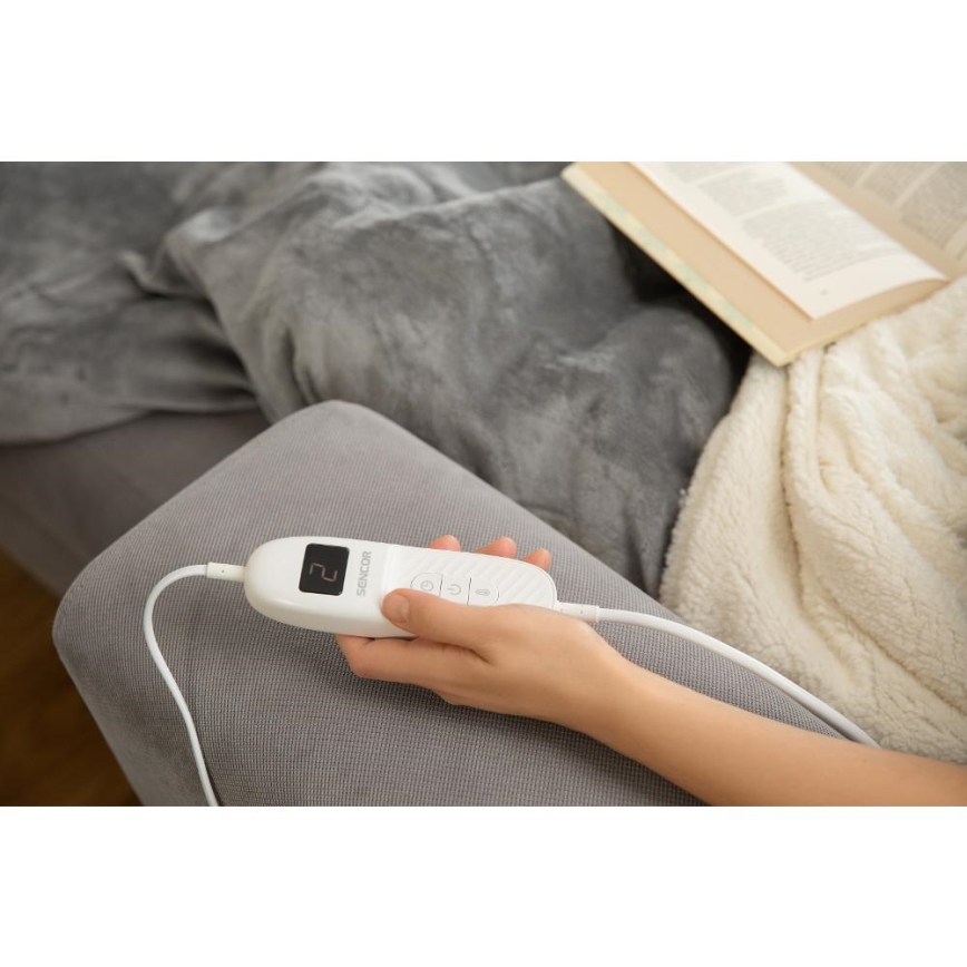 Sencor - Manta eléctrica térmica 160 W/230 V, 180 x 130 cm, gris