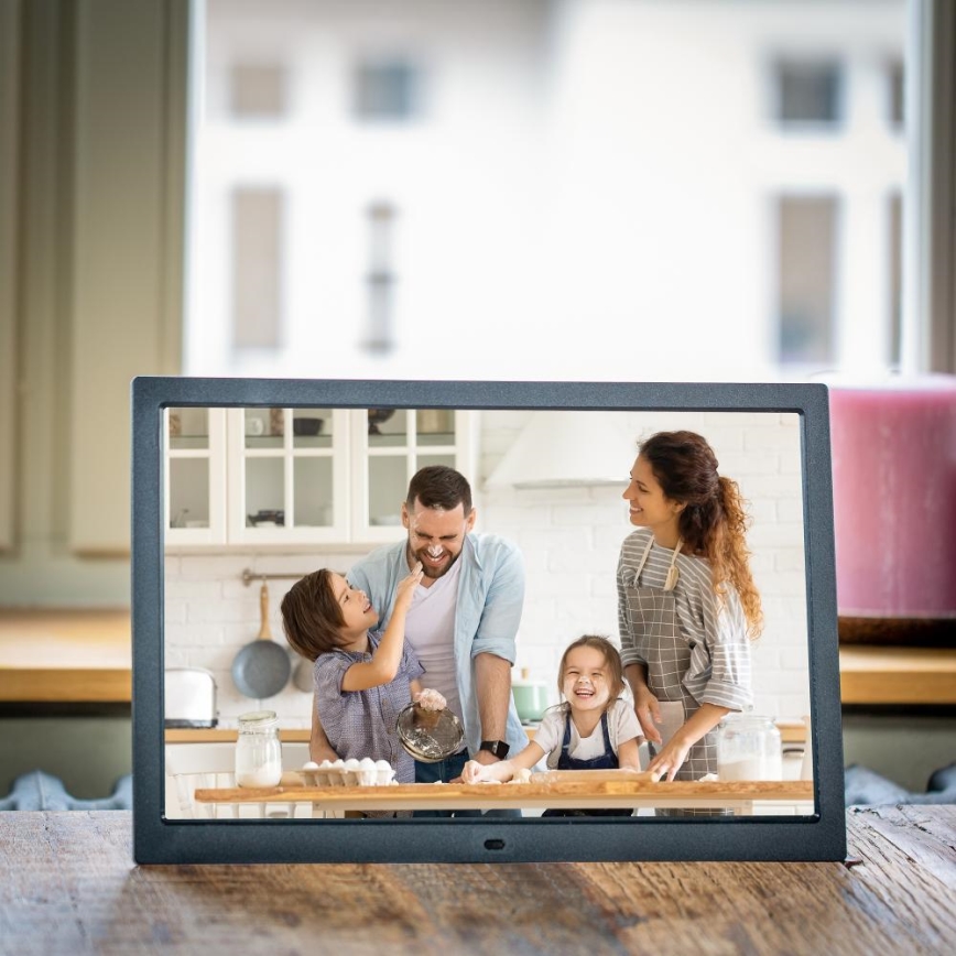 Sencor - Marco de fotos digital de 15,4 con altavoz 230V, color negro + mando a distancia