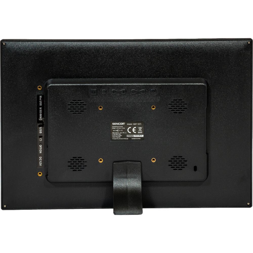 Sencor - Marco de fotos digital de 15,4 con altavoz 230V, color negro + mando a distancia