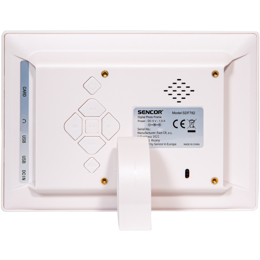 Sencor - Marco de fotos digital de 7 con altavoz 230V blanco + mando a distancia