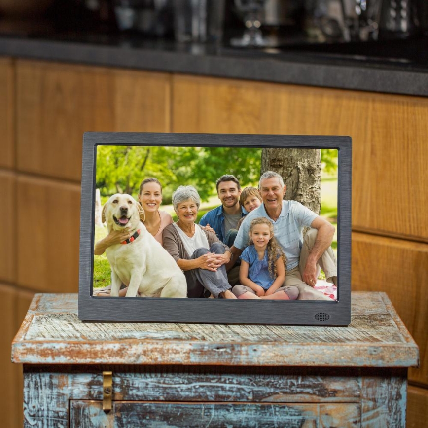 Sencor - Marco digital para fotos de 13,3 con altavoz 230V antracita + mando a distancia