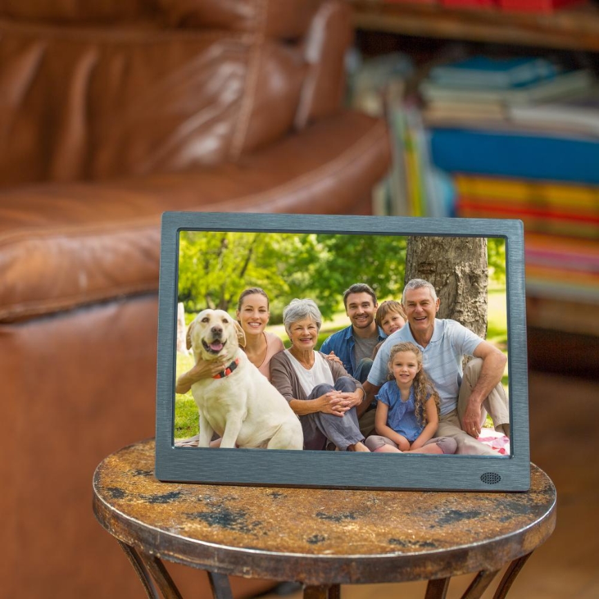 Sencor - Marco digital para fotos de 13,3 con altavoz 230V antracita + mando a distancia