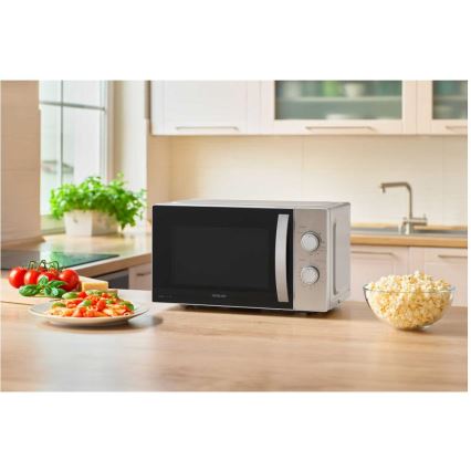Sencor - Microondas con función grill 700W/1000W/230V, 20 l, acabado cromado mate