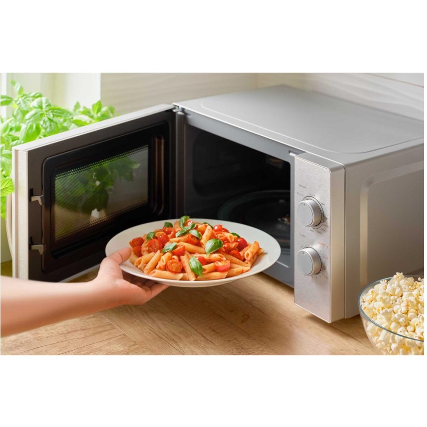 Sencor - Microondas con función grill 700W/1000W/230V, 20 l, acabado cromado mate