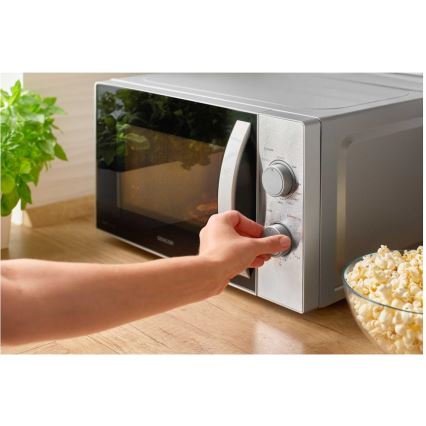 Sencor - Microondas con función grill 700W/1000W/230V, 20 l, acabado cromado mate