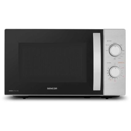 Sencor - Microondas con función grill 700W/1000W/230V, 20 l, acabado cromado mate