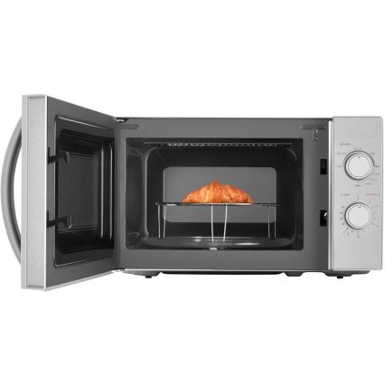 Sencor - Microondas con función grill 700W/1000W/230V, 20 l, acabado cromado mate