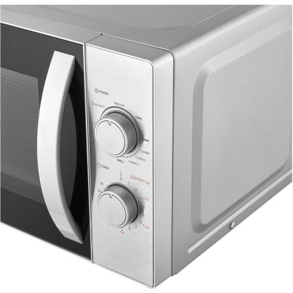 Sencor - Microondas con función grill 700W/1000W/230V, 20 l, acabado cromado mate