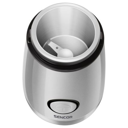 Sencor - Molinillo eléctrico de café en grano 60 g 150W/230V blanco/cromo mate