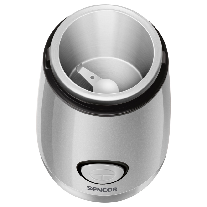 Sencor - Molinillo eléctrico de café en grano 60 g 150W/230V blanco/cromo mate