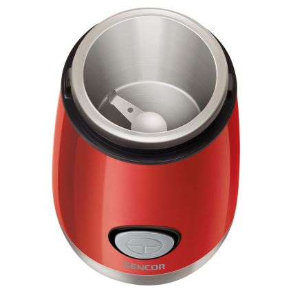 Sencor - Molinillo eléctrico de café en grano 60 g 150W/230V rojo/cromo mate