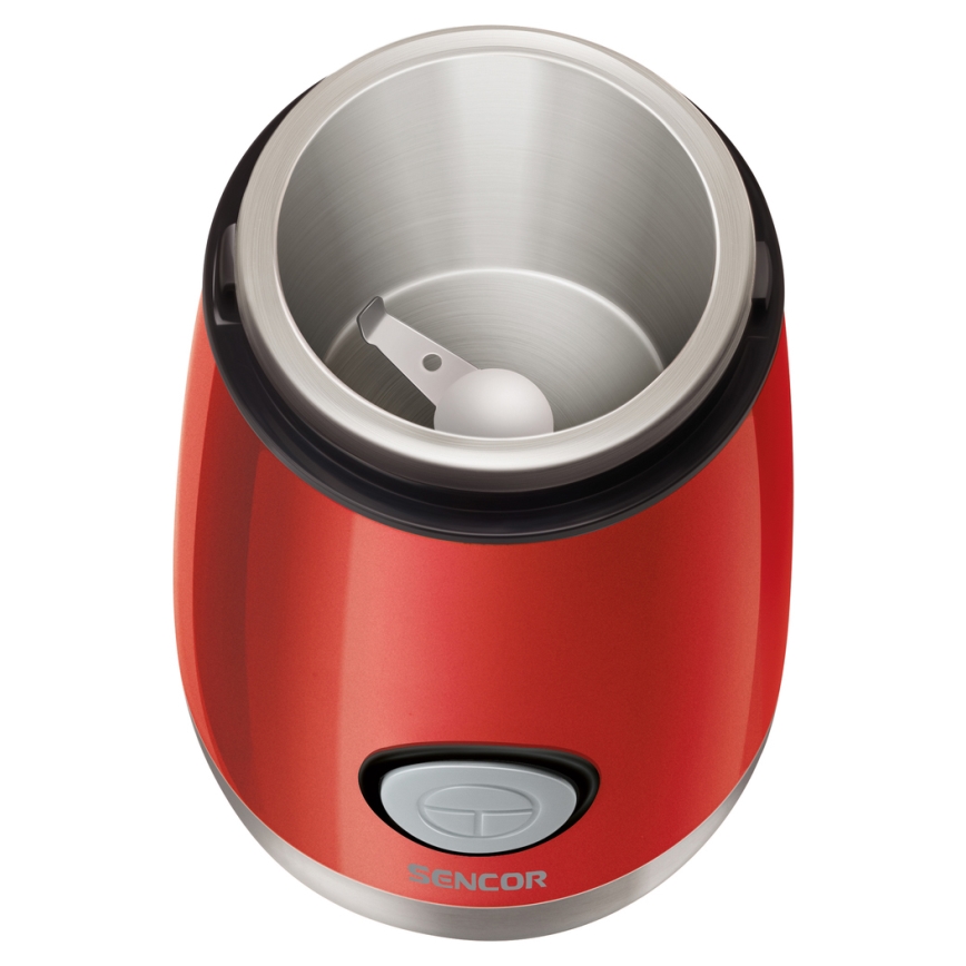 Sencor - Molinillo eléctrico de café en grano 60 g 150W/230V rojo/cromo mate