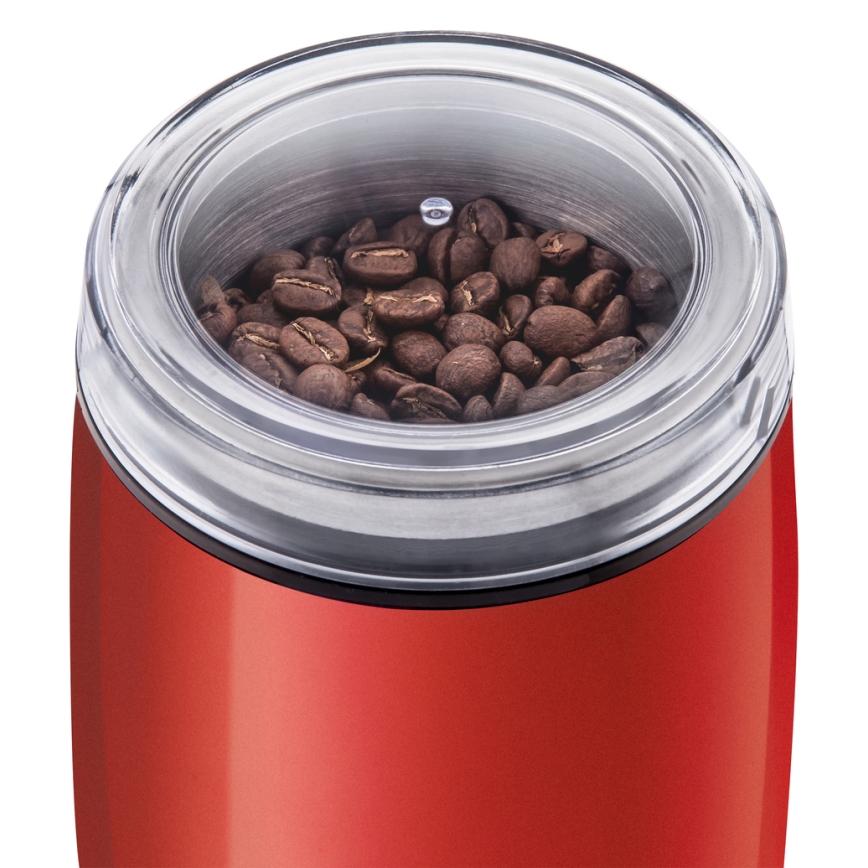 Sencor - Molinillo eléctrico de café en grano 60 g 150W/230V rojo/cromo mate