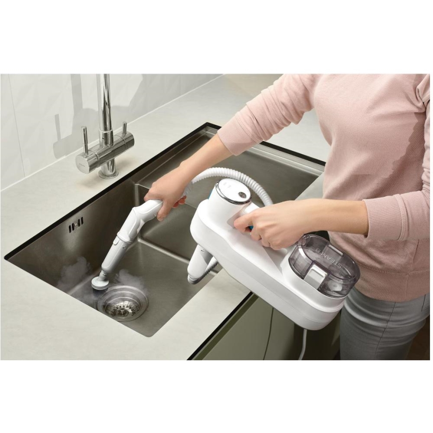 Sencor - Mopa de vapor multifuncional 2 en 1 1500W/230V IPX4 blanca