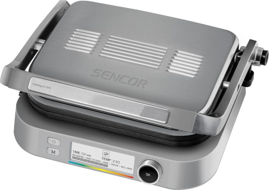 Sencor - Parrilla de contacto 2100W/230V cromo mate