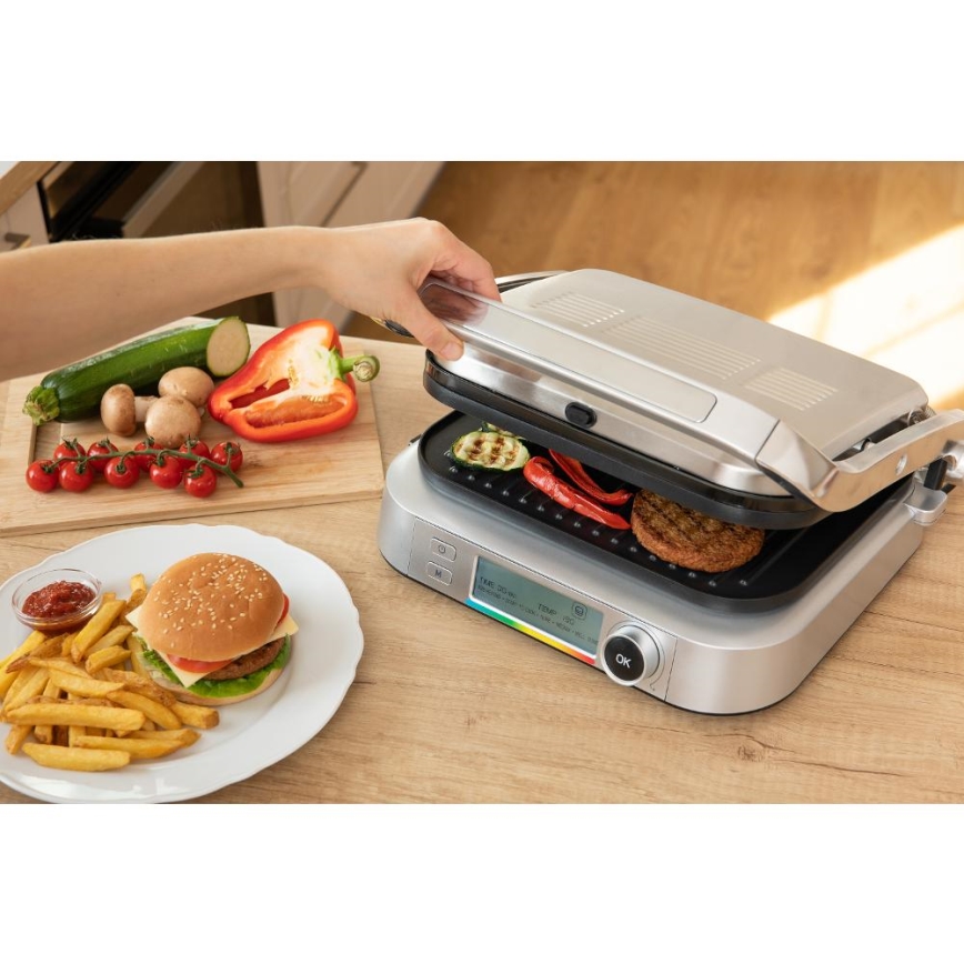 Sencor - Parrilla de contacto 2100W/230V cromo mate