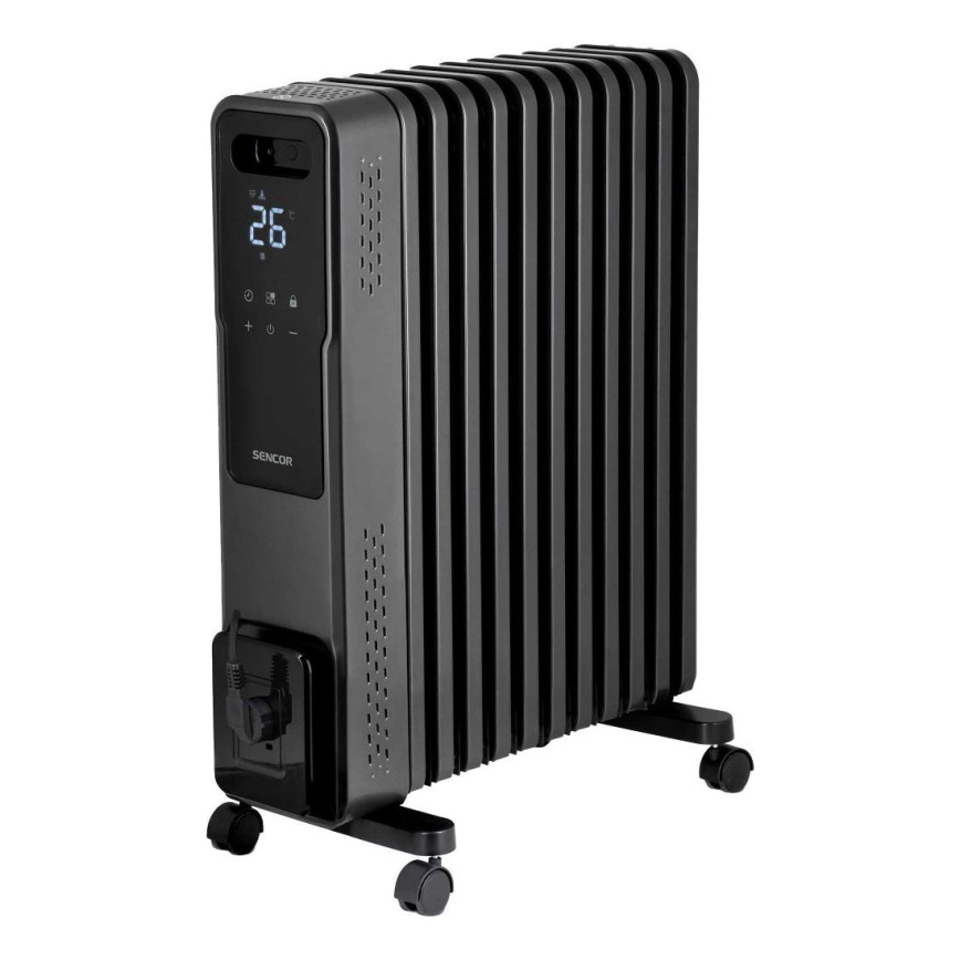 Sencor - Radiador de aceite con 11 aletas 1000/1200/2400W/230V Wi-Fi negro
