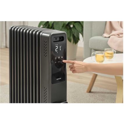 Sencor - Radiador de aceite con 11 aletas 1000/1200/2400W/230V Wi-Fi negro