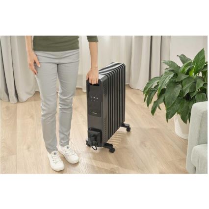 Sencor - Radiador de aceite con 11 aletas 1000/1200/2400W/230V Wi-Fi negro