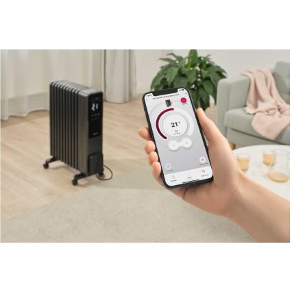 Sencor - Radiador de aceite con 11 aletas 1000/1200/2400W/230V Wi-Fi negro