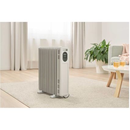 Sencor - Radiador de aceite de 13 elementos 1000/2500W/230V blanco + mando a distancia