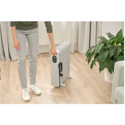 Sencor - Radiador de aceite de 13 elementos 1000/2500W/230V blanco + mando a distancia