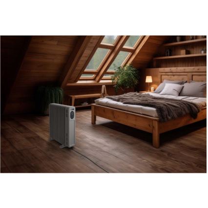 Sencor - Radiador de aceite de 13 elementos 1000/2500W/230V blanco + mando a distancia
