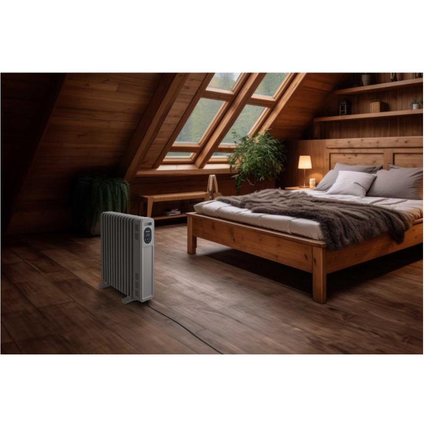 Sencor - Radiador de aceite de 13 elementos 1000/2500W/230V blanco + mando a distancia