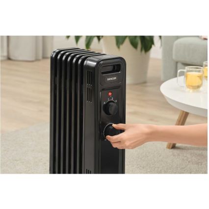 Sencor - Radiador de aceite con 7 elementos 600/900/1500W/230V negro