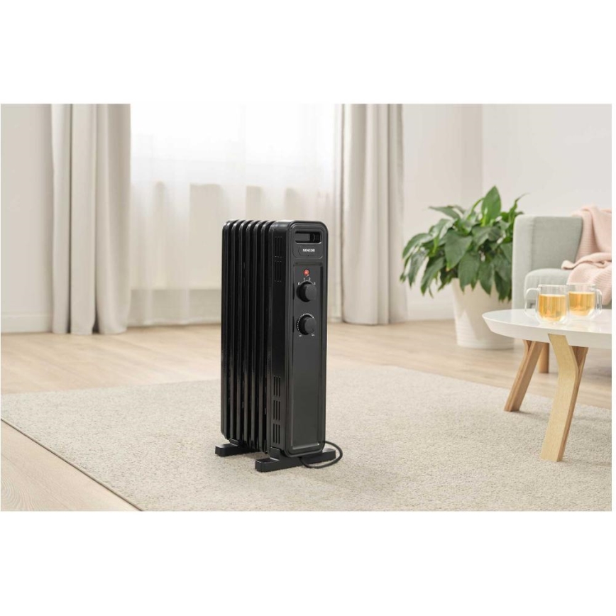 Sencor - Radiador de aceite con 7 elementos 600/900/1500W/230V negro