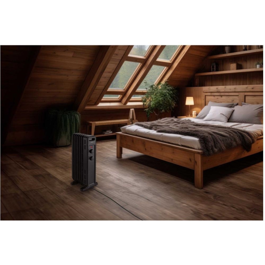 Sencor - Radiador de aceite con 7 elementos 600/900/1500W/230V negro