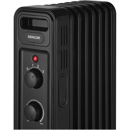 Sencor - Radiador de aceite con 7 elementos 600/900/1500W/230V negro
