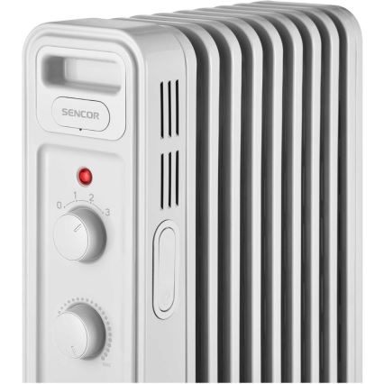 Sencor - Radiador de aceite con 9 aletas 800/1200/2000W/230V blanco
