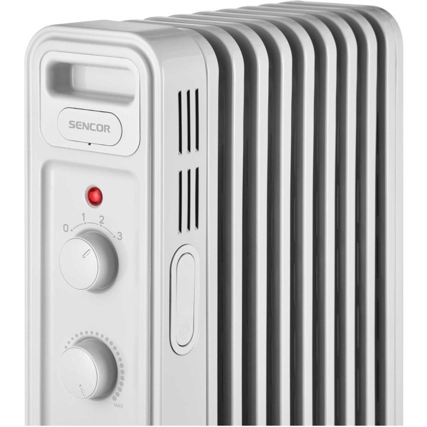 Sencor - Radiador de aceite con 9 aletas 800/1200/2000W/230V blanco