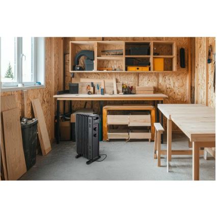 Sencor - Radiador de aceite con 9 secciones 800/1200/2000W/230V negro