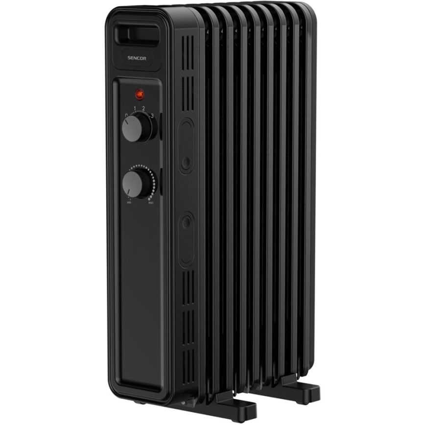 Sencor - Radiador de aceite con 9 secciones 800/1200/2000W/230V negro