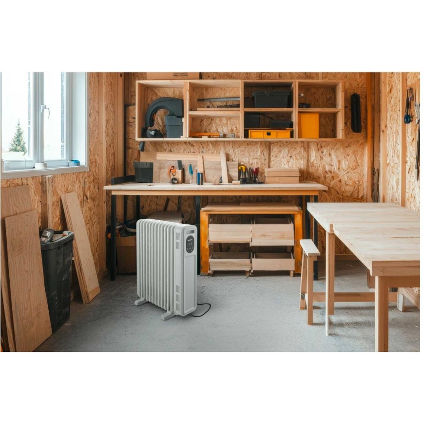Sencor - Radiador de aceite con 13 elementos 1000/2500W/230V blanco + mando a distancia