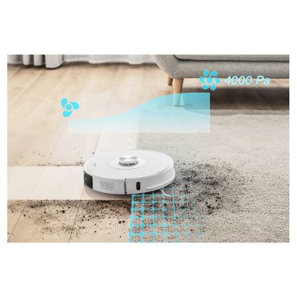 Sencor - Robot aspirador con mopa 2 en 1 50W/5000 mAh Wi-Fi blanco + control remoto