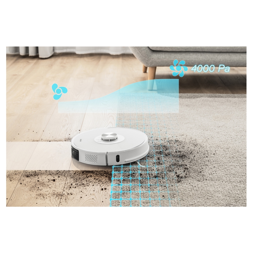 Sencor - Robot aspirador con mopa 2 en 1 50W/5000 mAh Wi-Fi blanco + control remoto