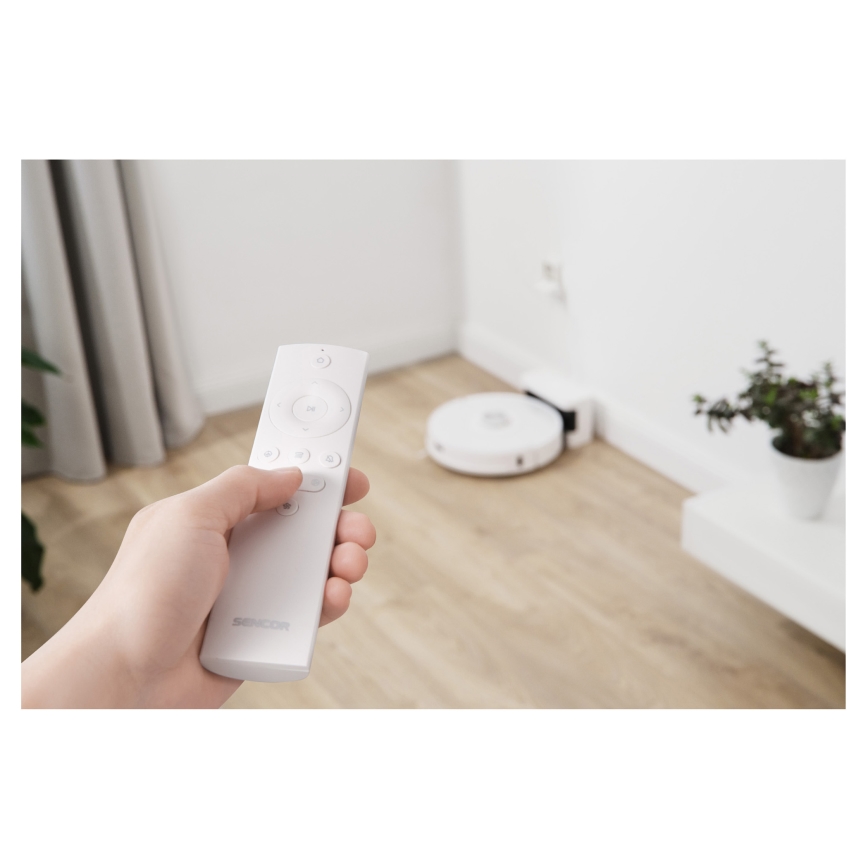 Sencor - Robot aspirador con mopa 2 en 1 50W/5000 mAh Wi-Fi blanco + control remoto