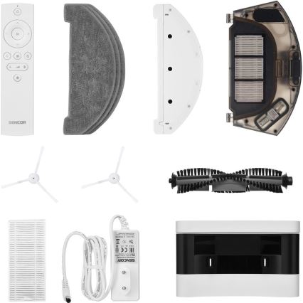 Sencor - Robot aspirador con mopa 2 en 1 50W/5000 mAh Wi-Fi blanco + control remoto