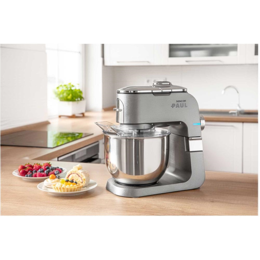 Sencor - Robot de cocina con bol de acero inoxidable 1700W/230V cromo mate