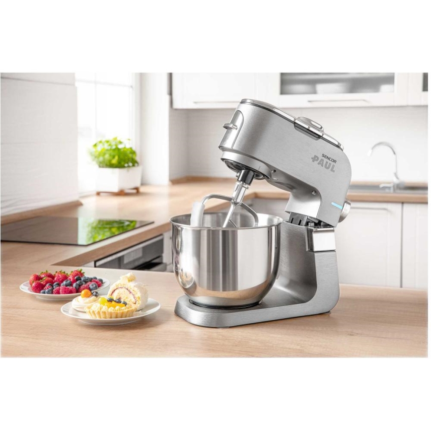 Sencor - Robot de cocina con bol de acero inoxidable 1700W/230V cromo mate